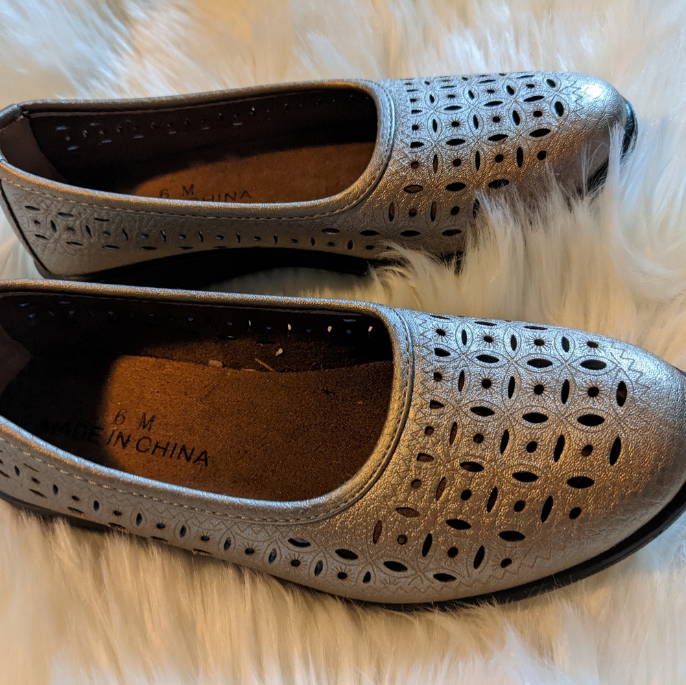 Gold champagne color slip on shoes